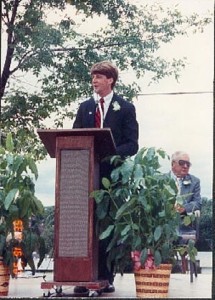 Patrick Kennedy, nephew of JFK, visited our school in 1990 to re-dedicate it at our 25th anniversary celebration. (1990)
